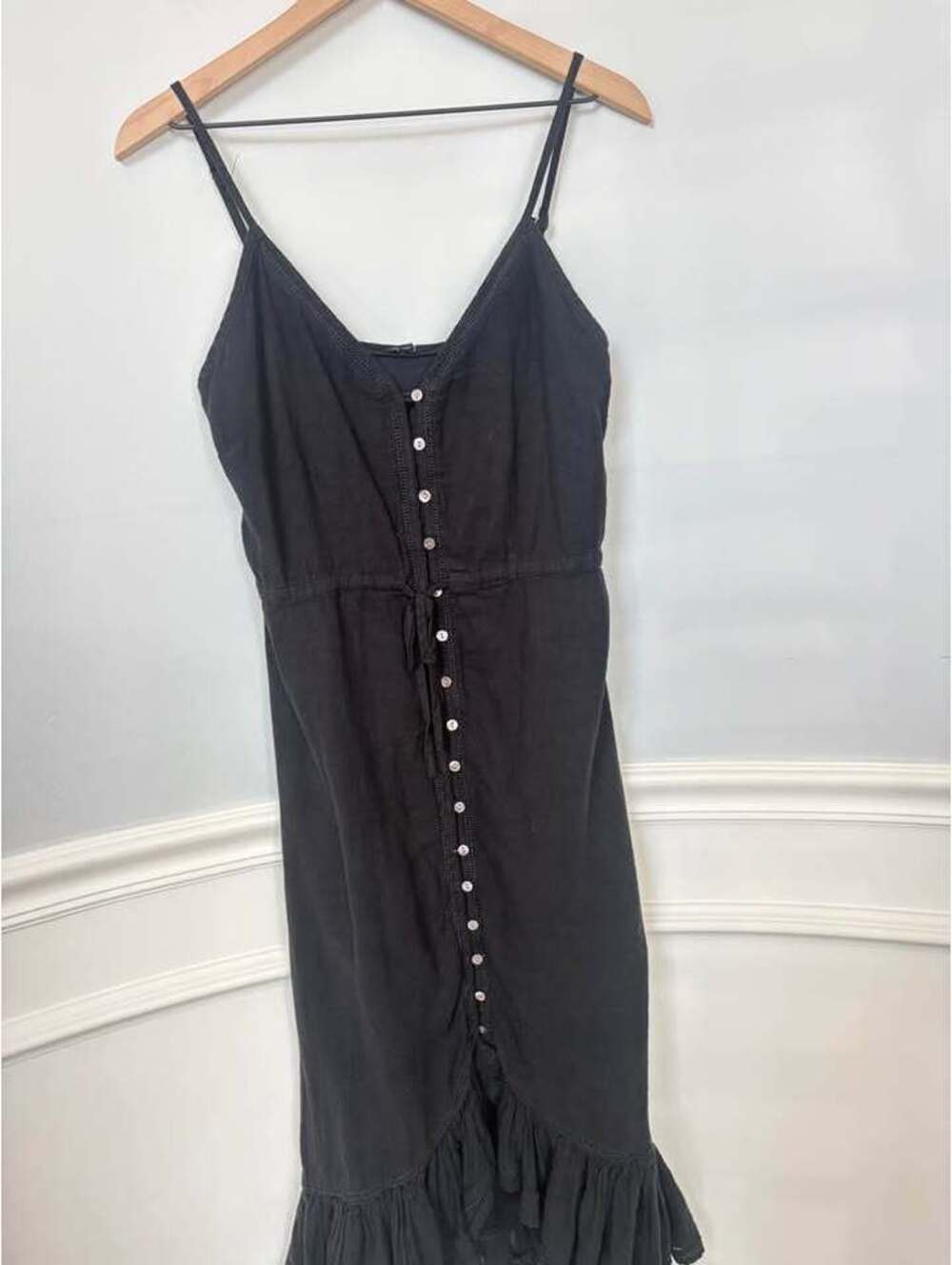 Rails Black Button-Down Midi Dress